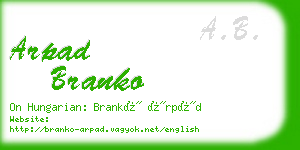 arpad branko business card